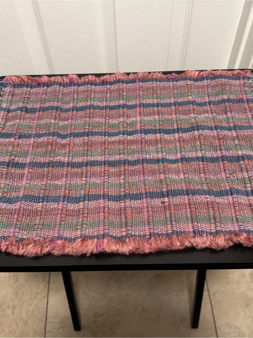 Handwoven Pink and Multi-Color Fringe Table Placemats